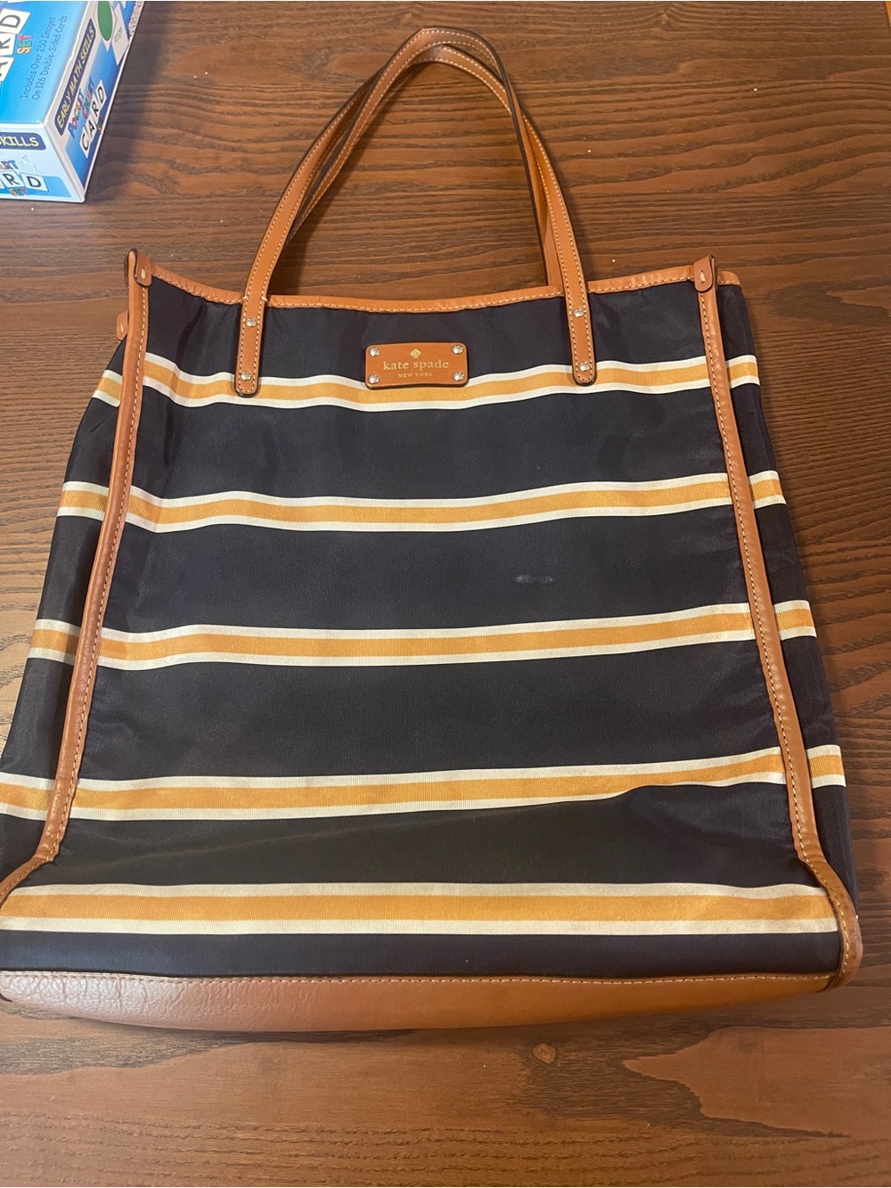 2013 Kate Spade Navy & Tan Striped Tote